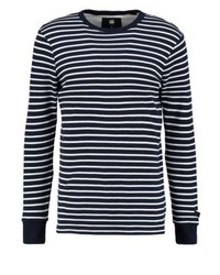 schwarzes horizontal gestreiftes Langarmshirt
