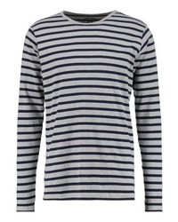 schwarzes horizontal gestreiftes Langarmshirt von Kronstadt