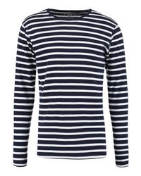 schwarzes horizontal gestreiftes Langarmshirt von Kronstadt