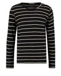 schwarzes horizontal gestreiftes Langarmshirt von Nudie Jeans