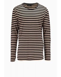 schwarzes horizontal gestreiftes Langarmshirt von Religion