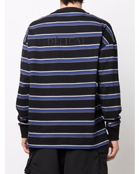 schwarzes horizontal gestreiftes Langarmshirt von Juun.J