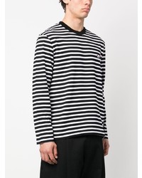 schwarzes horizontal gestreiftes Langarmshirt von MAISON KITSUNÉ