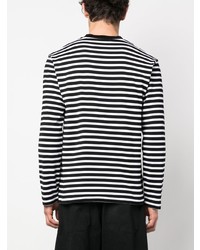 schwarzes horizontal gestreiftes Langarmshirt von MAISON KITSUNÉ