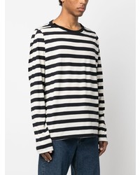 schwarzes horizontal gestreiftes Langarmshirt von Marina Yee