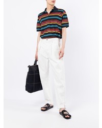 schwarzes horizontal gestreiftes Polohemd von Paul Smith