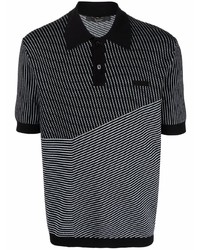 schwarzes horizontal gestreiftes Polohemd von Billionaire