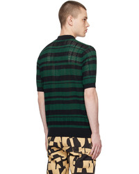 schwarzes horizontal gestreiftes Polohemd von Dries Van Noten