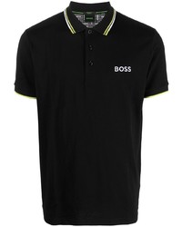 schwarzes horizontal gestreiftes Polohemd von BOSS
