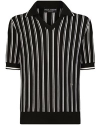 schwarzes horizontal gestreiftes Polohemd von Dolce & Gabbana