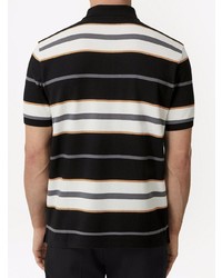 schwarzes horizontal gestreiftes Polohemd von Burberry