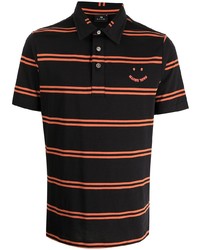 schwarzes horizontal gestreiftes Polohemd von PS Paul Smith