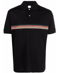 schwarzes horizontal gestreiftes Polohemd von PS Paul Smith