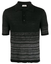 schwarzes horizontal gestreiftes Polohemd von Saint Laurent