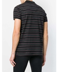 schwarzes horizontal gestreiftes Polohemd von Saint Laurent