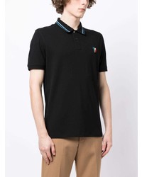 schwarzes horizontal gestreiftes Polohemd von PS Paul Smith