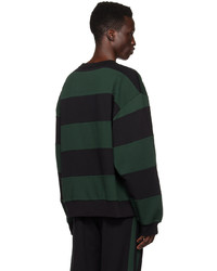 schwarzes horizontal gestreiftes Sweatshirt von Dries Van Noten