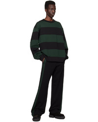 schwarzes horizontal gestreiftes Sweatshirt von Dries Van Noten