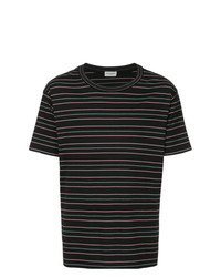 schwarzes horizontal gestreiftes T-Shirt mit einem Rundhalsausschnitt