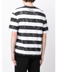 schwarzes horizontal gestreiftes T-Shirt mit einem Rundhalsausschnitt von AAPE BY A BATHING APE