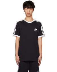 schwarzes horizontal gestreiftes T-Shirt mit einem Rundhalsausschnitt von adidas Originals