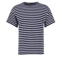 schwarzes horizontal gestreiftes T-Shirt mit einem Rundhalsausschnitt von Armor Lux