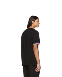 schwarzes horizontal gestreiftes T-Shirt mit einem Rundhalsausschnitt von Ps By Paul Smith