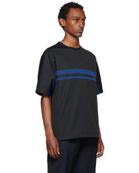 schwarzes horizontal gestreiftes T-Shirt mit einem Rundhalsausschnitt von 3.1 Phillip Lim