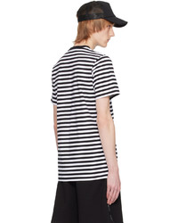 schwarzes horizontal gestreiftes T-Shirt mit einem Rundhalsausschnitt von Moncler