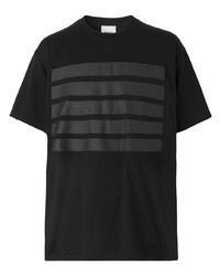schwarzes horizontal gestreiftes T-Shirt mit einem Rundhalsausschnitt von Burberry