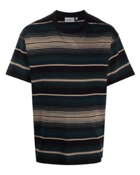 schwarzes horizontal gestreiftes T-Shirt mit einem Rundhalsausschnitt von Carhartt WIP