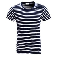 schwarzes horizontal gestreiftes T-Shirt mit einem Rundhalsausschnitt von CASUAL FRIDAY