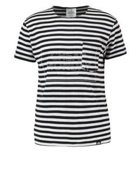 schwarzes horizontal gestreiftes T-Shirt mit einem Rundhalsausschnitt von Cheap Monday