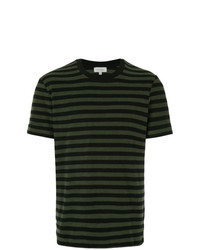 schwarzes horizontal gestreiftes T-Shirt mit einem Rundhalsausschnitt von CK Calvin Klein
