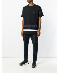 schwarzes horizontal gestreiftes T-Shirt mit einem Rundhalsausschnitt von Les Hommes Urban