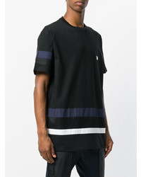 schwarzes horizontal gestreiftes T-Shirt mit einem Rundhalsausschnitt von Les Hommes Urban