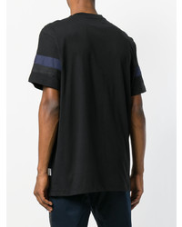 schwarzes horizontal gestreiftes T-Shirt mit einem Rundhalsausschnitt von Les Hommes Urban