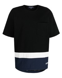 schwarzes horizontal gestreiftes T-Shirt mit einem Rundhalsausschnitt von Comme des Garcons Homme