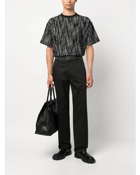 schwarzes horizontal gestreiftes T-Shirt mit einem Rundhalsausschnitt von Missoni