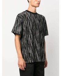 schwarzes horizontal gestreiftes T-Shirt mit einem Rundhalsausschnitt von Missoni