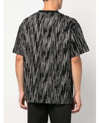 schwarzes horizontal gestreiftes T-Shirt mit einem Rundhalsausschnitt von Missoni