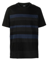schwarzes horizontal gestreiftes T-Shirt mit einem Rundhalsausschnitt von Diesel