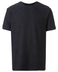 schwarzes horizontal gestreiftes T-Shirt mit einem Rundhalsausschnitt von Emporio Armani