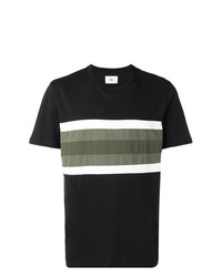schwarzes horizontal gestreiftes T-Shirt mit einem Rundhalsausschnitt von Folk
