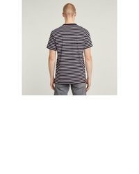 schwarzes horizontal gestreiftes T-Shirt mit einem Rundhalsausschnitt von G Star