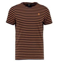 schwarzes horizontal gestreiftes T-Shirt mit einem Rundhalsausschnitt