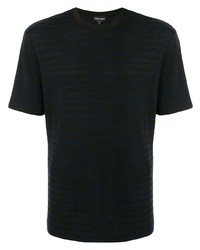 schwarzes horizontal gestreiftes T-Shirt mit einem Rundhalsausschnitt von Giorgio Armani