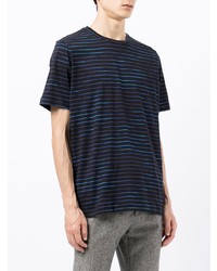 schwarzes horizontal gestreiftes T-Shirt mit einem Rundhalsausschnitt von PS Paul Smith