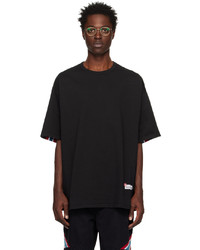schwarzes horizontal gestreiftes T-Shirt mit einem Rundhalsausschnitt von Incotex Red x FACETASM