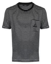 schwarzes horizontal gestreiftes T-Shirt mit einem Rundhalsausschnitt von IRO